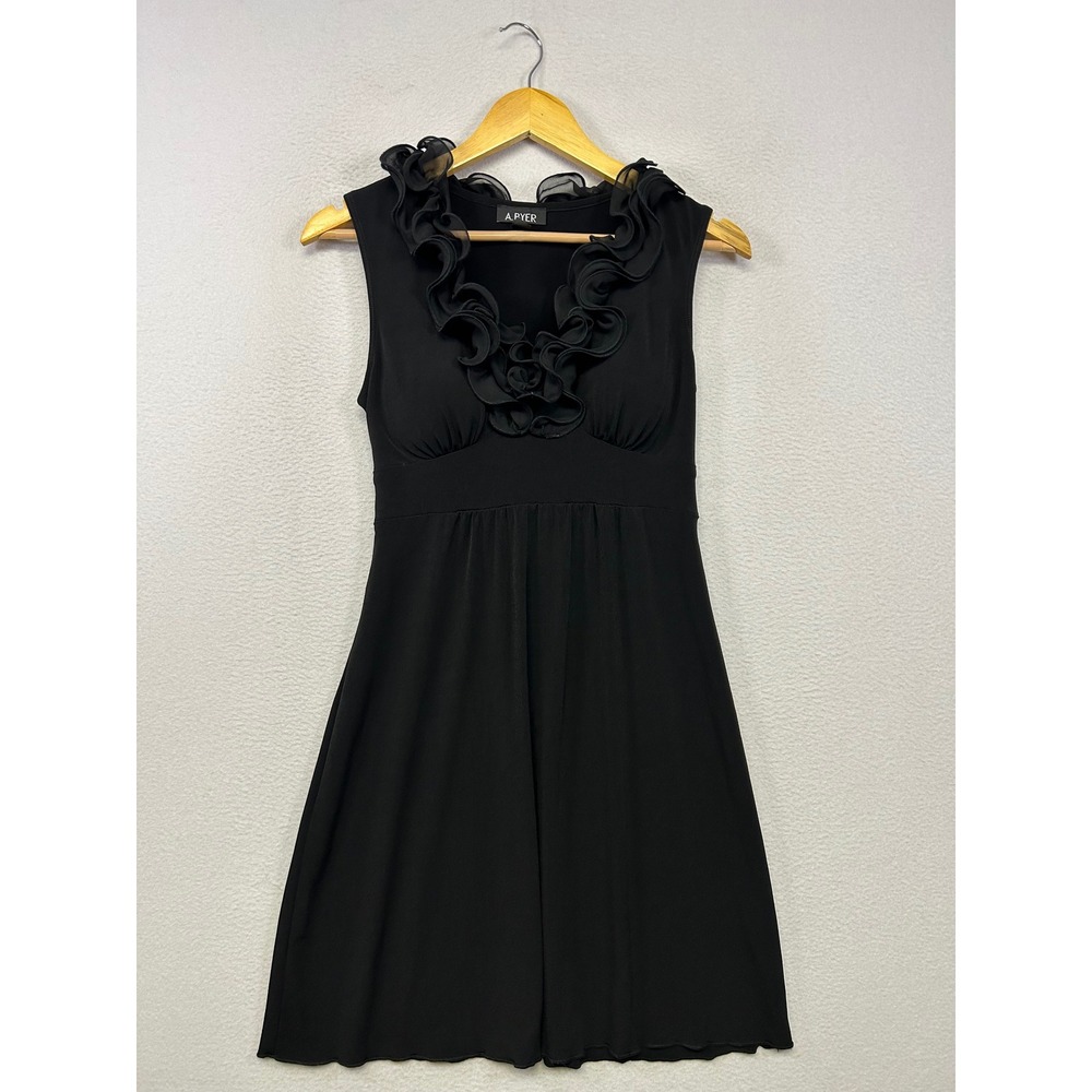 Whimsigoth Goth A. Byer Womens Medium Black Ruffle Formal Empire Waist Dress
